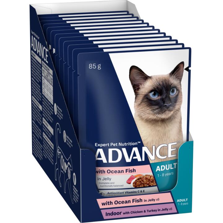 Advance Adult Ocean Fish Indoor Chicken And Turkey In Jelly Wet Cat Food 1 Advance Adult Ocean Fish Indoor Chicken And Turkey In Jelly Wet Cat Food