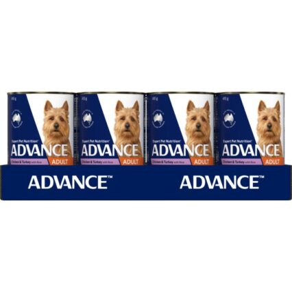 Advance Adult Chicken Turkey And Rice Wet Dog Food Cans