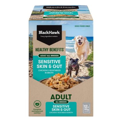Black Hawk Healthy Benefits Sensitive Skin And Gut Wet Dog Food Pouches