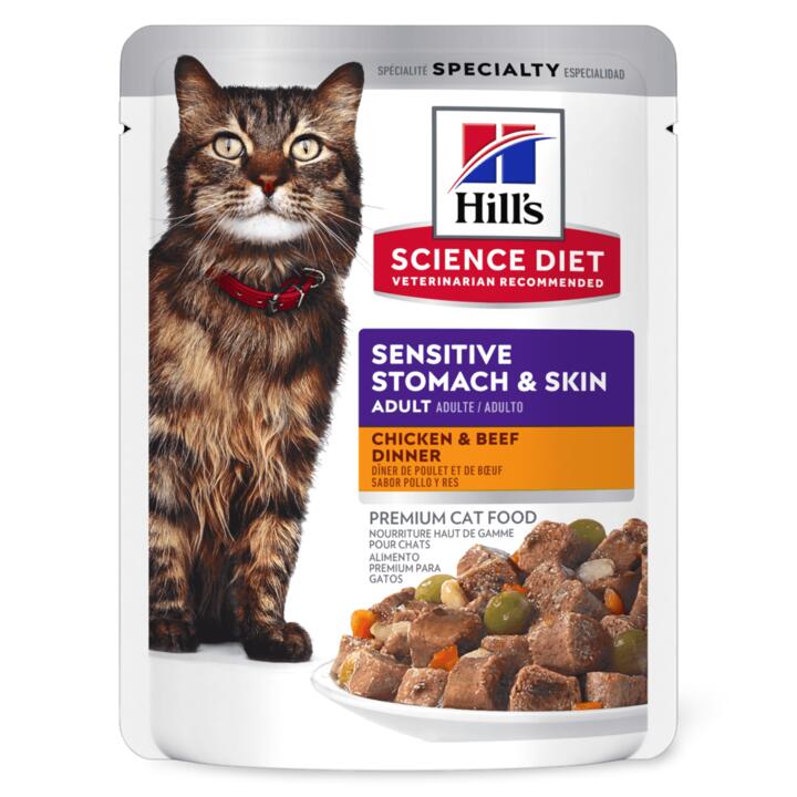 Hills Science Diet Adult Sensitive Stomach And Skin Chicken And Beef Wet Cat Food Pouches 1 Hills Science Diet Adult Sensitive Stomach And Skin Chicken And Beef Wet Cat Food Pouches